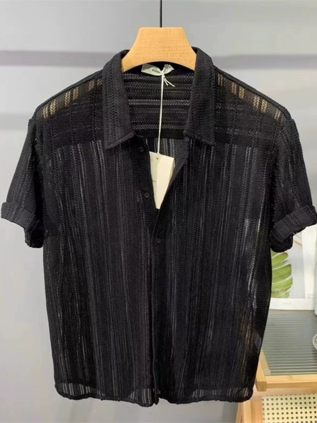 Texture Ruched Texture Pendant Accessible Luxury Short Sleeve Shirt